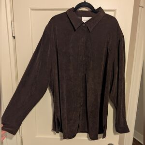Susan Graver Soft Brown Button Down Shirt